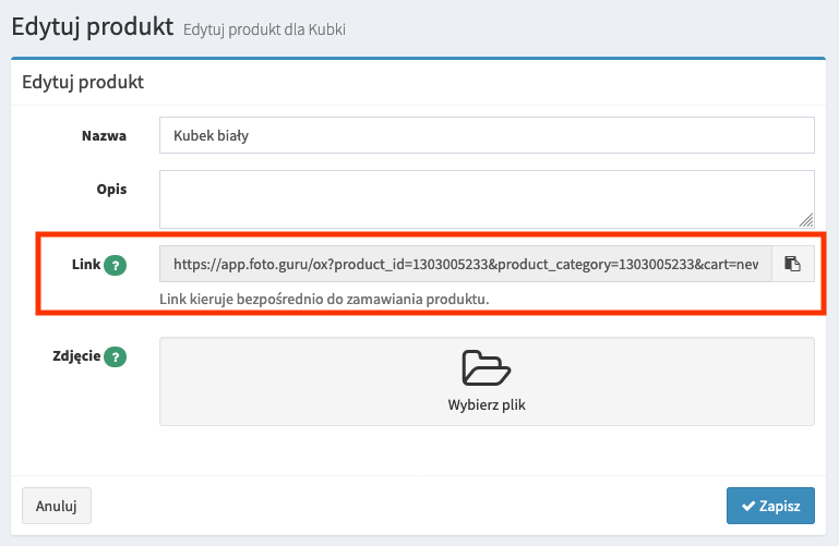 Link dla produktu