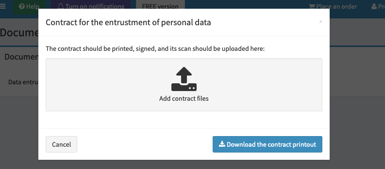 Adding data entrustment agreement