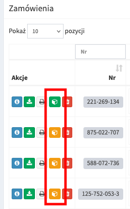 Additional buttons in the orders panel