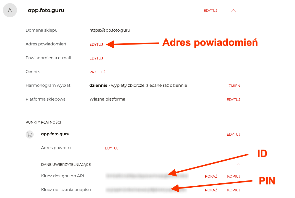 Where to find the relevant data in the Paynow account