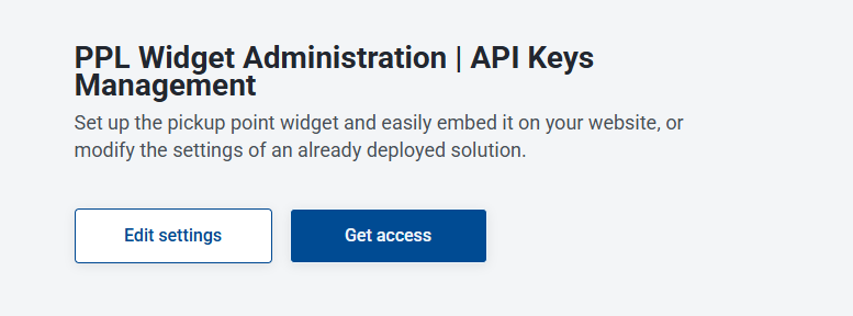PPL widget administration home page