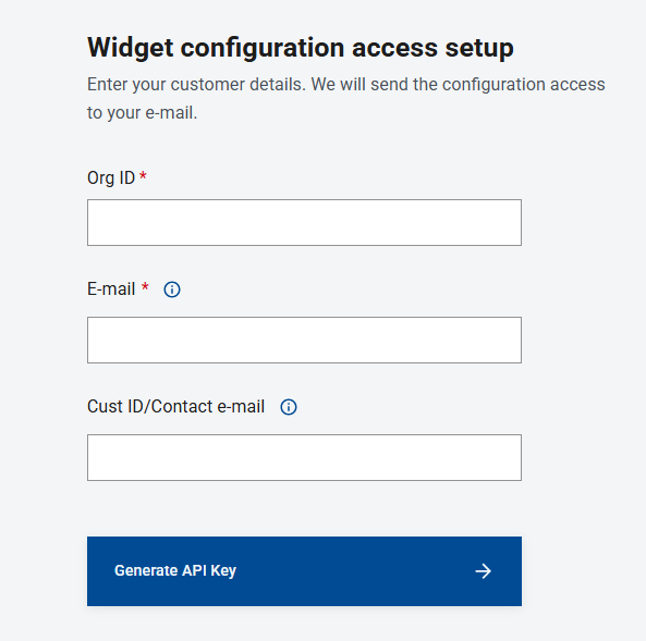 Widget configuration access setup