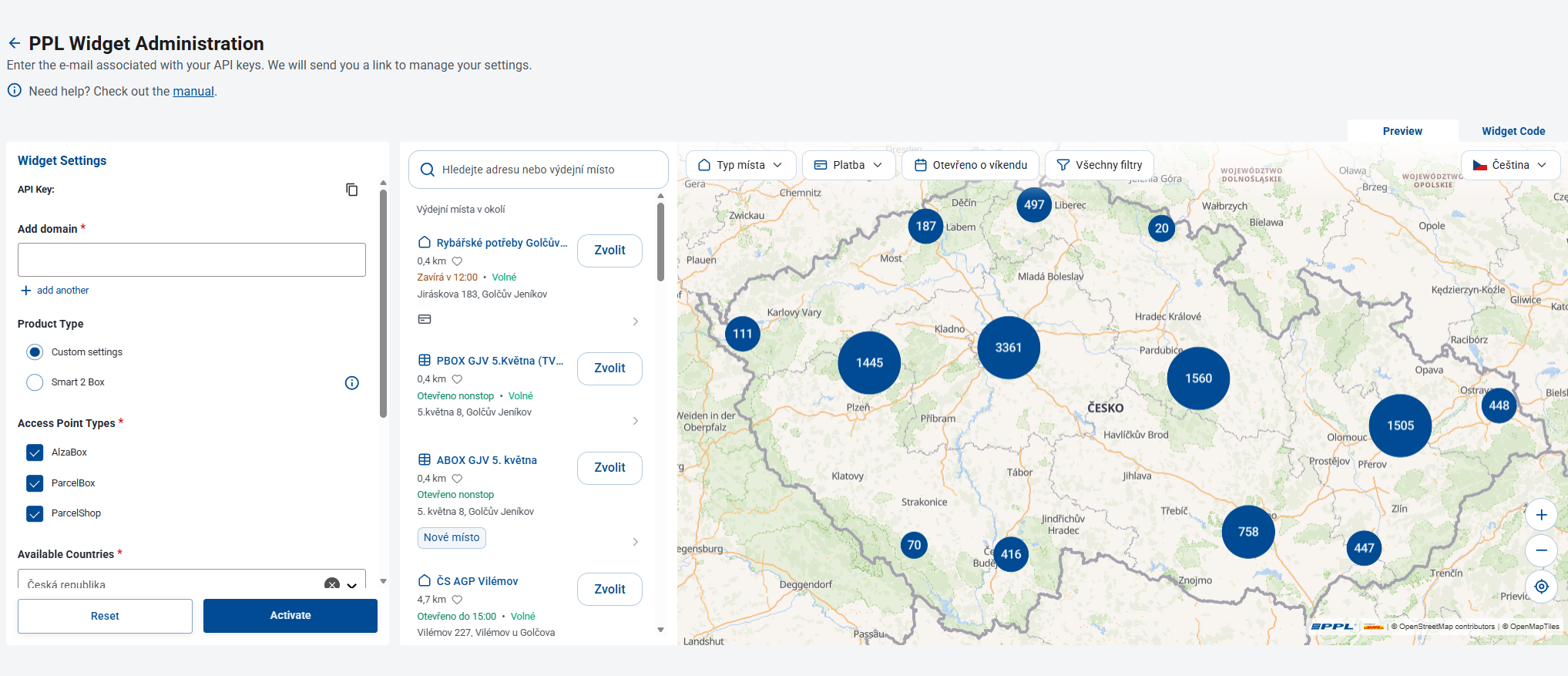 PPL widget administration