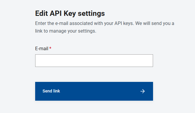 Editing API key settings